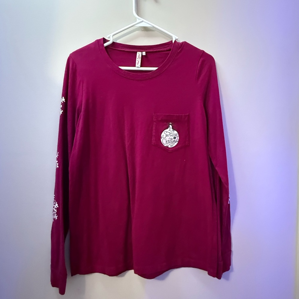 Magenta Long Sleeve Shirt with Pocket
